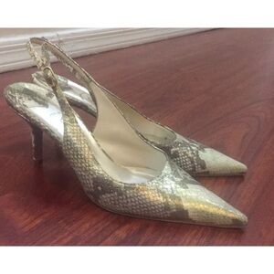 CARLO ALBERTO Animal Print Leather  Slingback Shoe